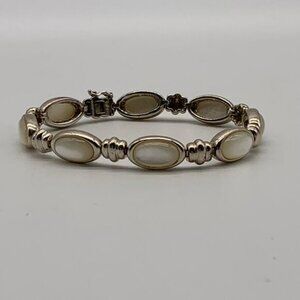 Sterling Silver .925 Mother of Pearl Cabochon Bracelet